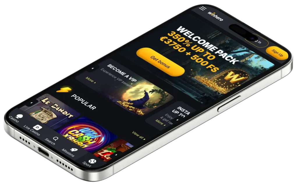 WinHero Casino op Mobiel